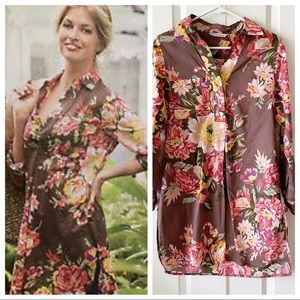 Soft Surroundings Brown Flora Tunic